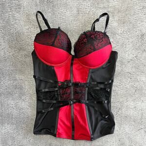 Black and Red Goth Bustier Corset Top